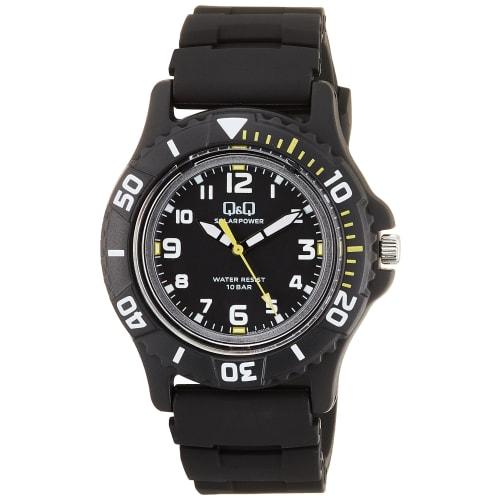 

Citizen Q&Q Analog Solar Watch, 10 ATM Water Resistant, Urethane Strap, E02A-001VK, Men s, Black