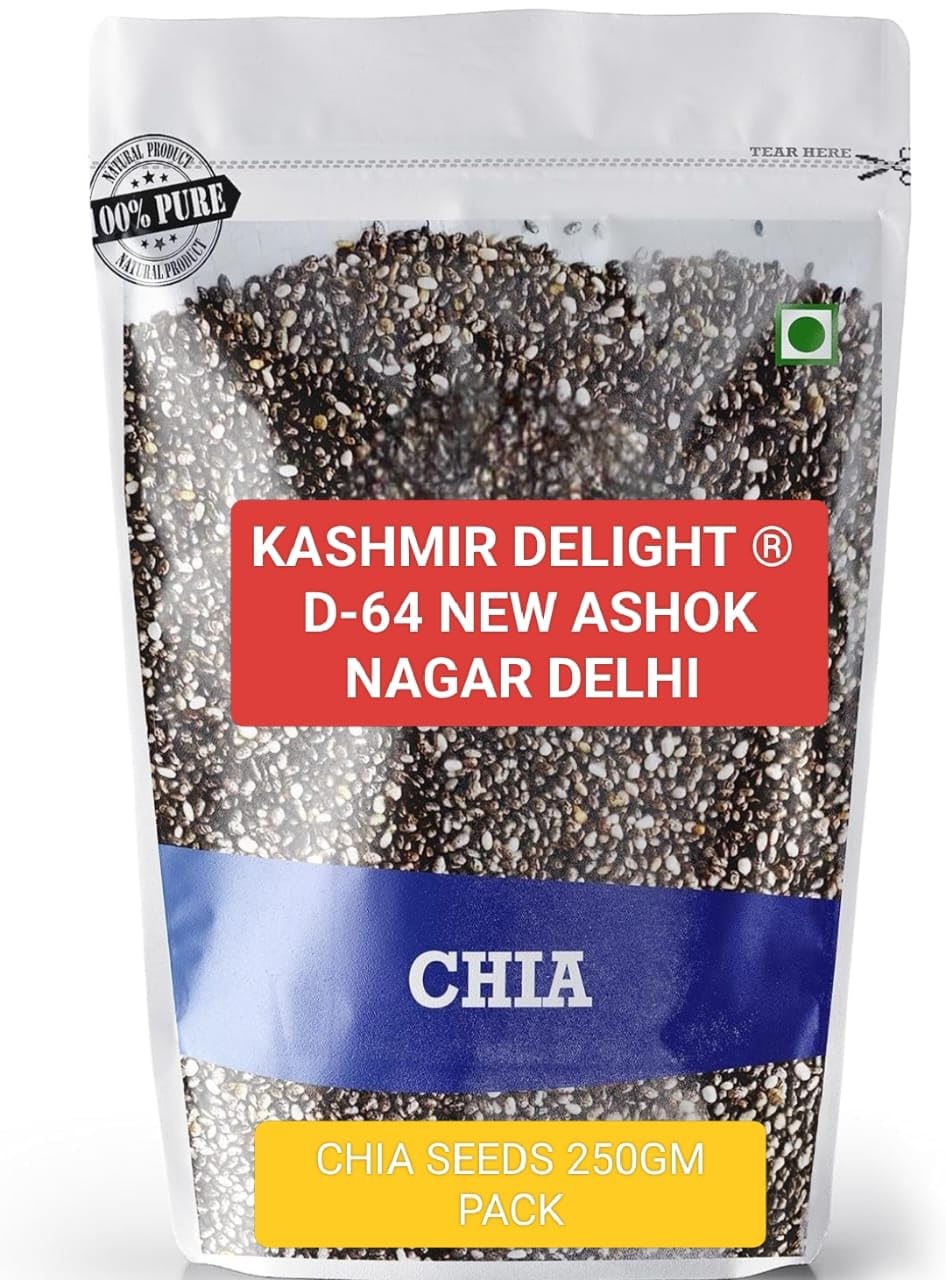 

KASHMIR DELIGHT Premium Chia Seeds | Superfood Rich in Omega-3, Protein & Fiber | Aids Digestion & Weight Loss | Ideal for Smoothies, Salads & Pu