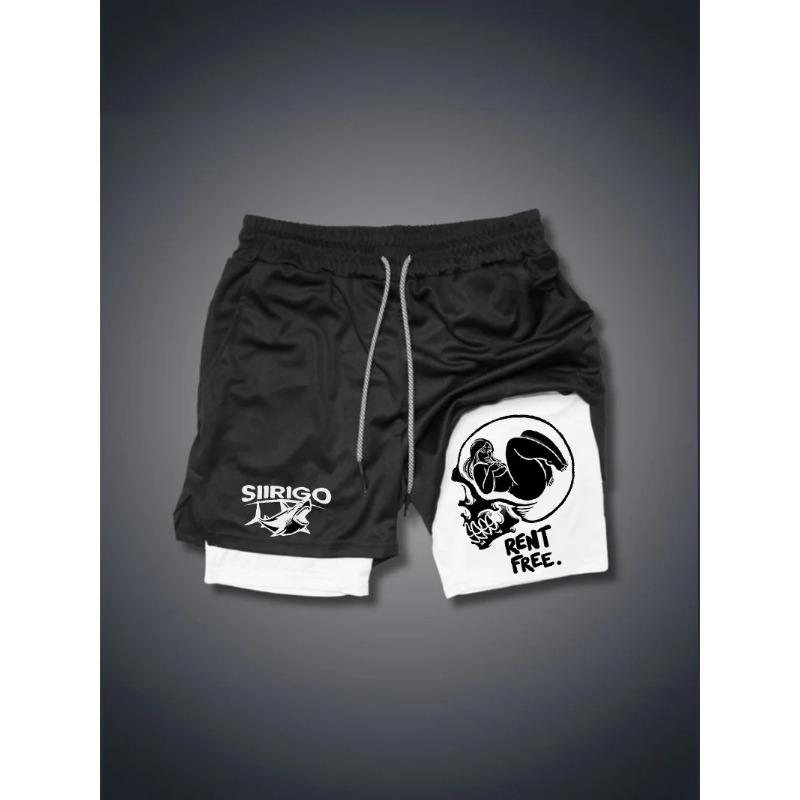 

Спортивні шорти для чоловіків Швидкосохнучі Двошарові Захист від просвічування Імітація двошарового дизайну Фітнес Джогінг Повсякденні штани S