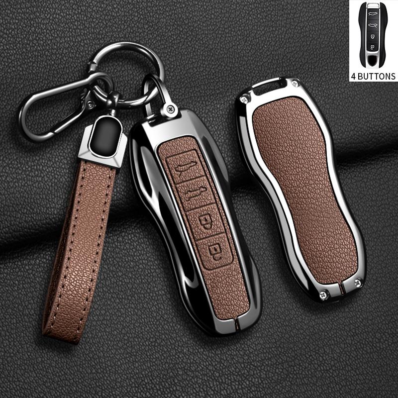 Zinc Alloy Car Key Case Cover Shell Fob For Porsche Panamera Spyder Carrera Macan Cayman Cayenne 911 970 981 991 Car Keychains