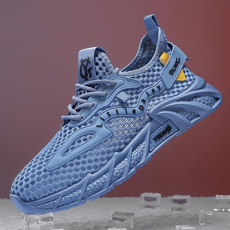 

Мужские туфли из сетки с полыми отверстиями, дышащие летние, спортивные модные туфли с большой сеткой, мужские быстросохнущие туфли для ходьбы по воде 44