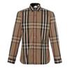 Check Point Collar Single-Breasted Long Sleeve Shirt Brown 80734001