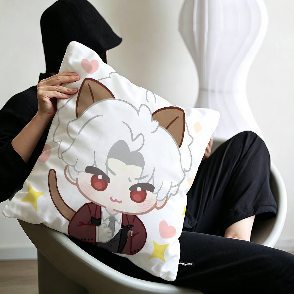 cute Love and Deepspace Sylus chibi art Personalized picture text home decorative pillows Household Gifts 45x45cm