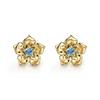 Cute Female Small White Blue Zircon Stone Flower Stud Earrings Vintage Gold Color Wedding Party Gift For Women