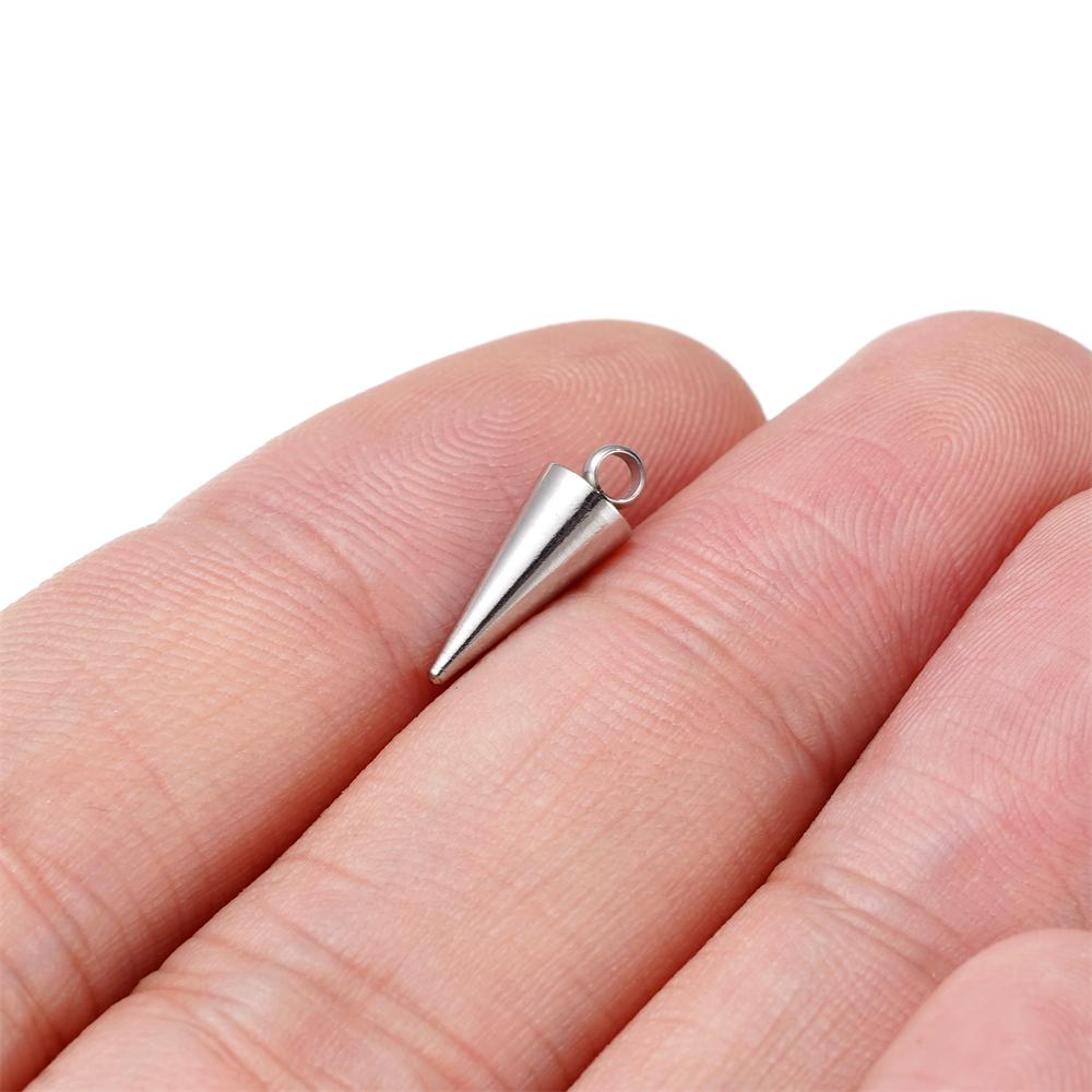 10Pcs/Lot 5MM Stainless Steel Cone Shape Charms Pendants for Handmade DIY Women Man Hoop Earring Jewelry Making Supplies