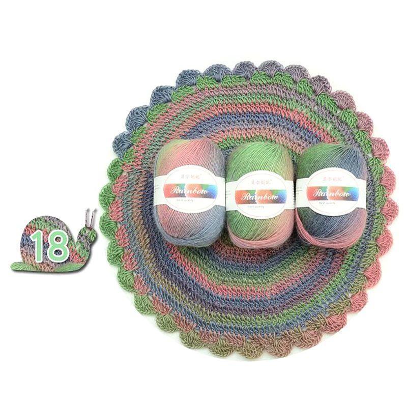 Soft Worsted Yarn Rainbow Gradient Colors DIY Baby Knitting Wool Shawl Scarf Swe top sale