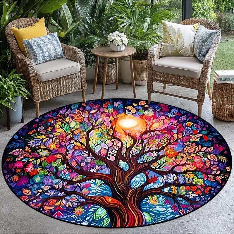 

Retro Creative Tree of Life Pattern Round Rugs, Mat for Living Room, Bedroom and Kitchen, Home Decor, Room Decor, Area Rugs, 60cmx60cm