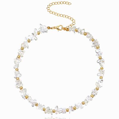 Collar de piedra de cristal para mujer, gargantilla de piedra transparente, collar de cuentas de piedra verde, joyería Bohemia en el cuello, regalo de joyería para mujer