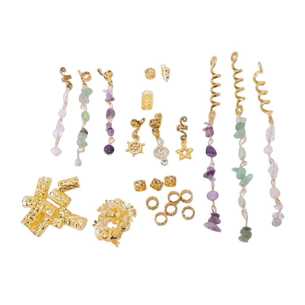 40pcs Dreadlock Hair Accessories Alloy Braid Hair Pendant DIY Hair Jewelry Gold with Storage Box