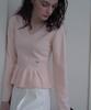DEHEVE V-Neck Flare Shirring Knit [Pink]