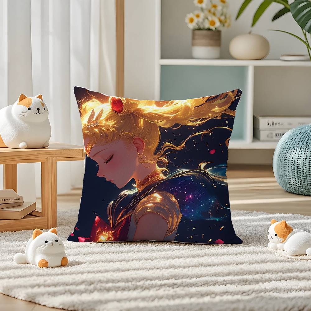 Sailor Moon Sailor Neptune Anime Plush Pillow Cover Soft Short Plush Cushion Cover For Sofa Bedroom Home Decor Gift Decoration