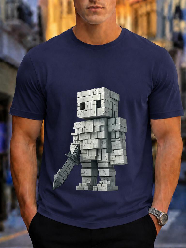 2026 New Pure Cotton Tshirt Rock Block Swordsunisex 3d Print Unisexs Crew Neck Top Casual Short Sleeve