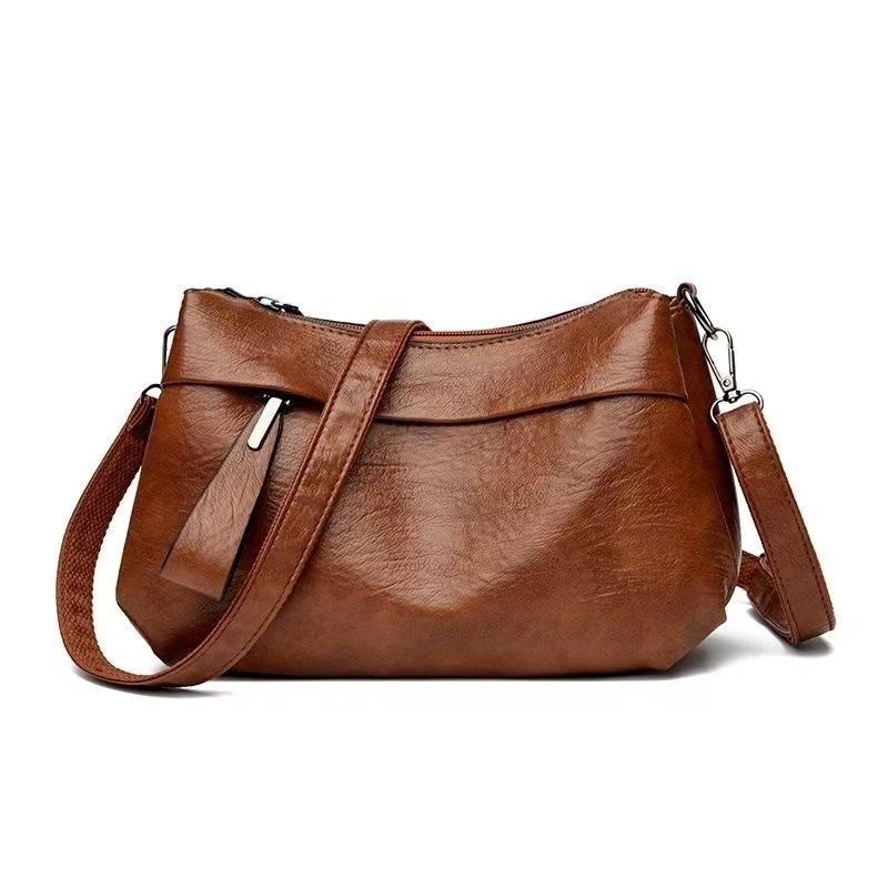 2026 New Large Capacity Multi-layer Women's Soft Leather Mom Versatile Fashion One Shoulder Crossbody Women's Bag
