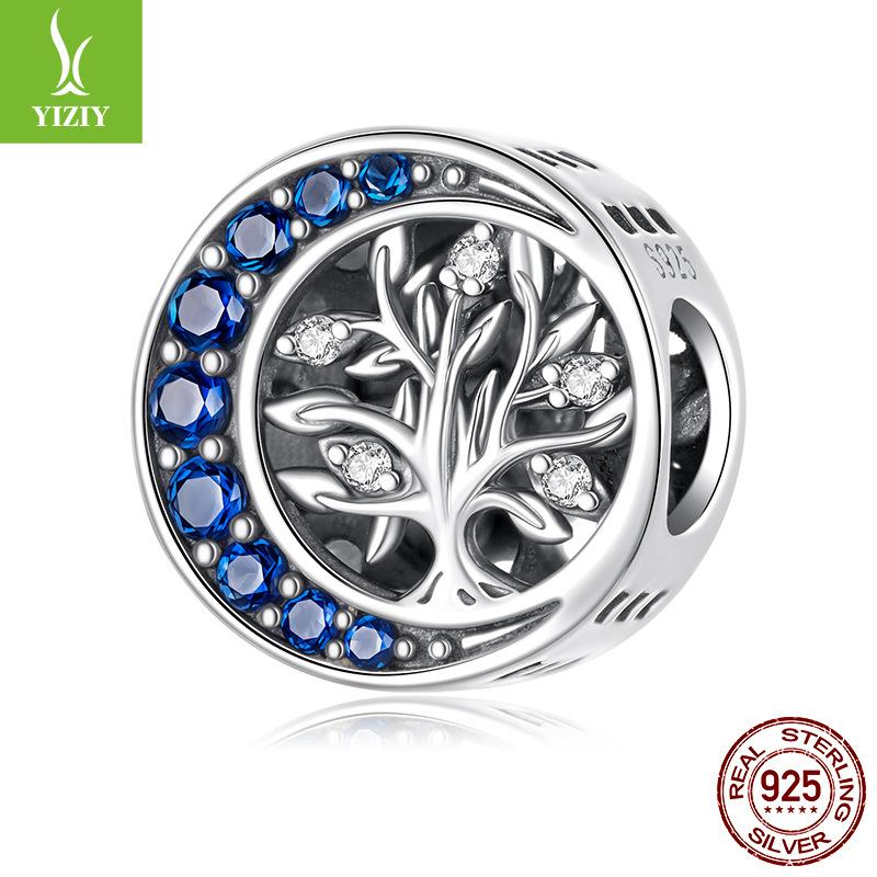 S925 Sterling Silver Moon Life Beaded Mysterious Blue Moon Diy Bracelet Bead Accessories