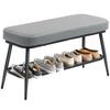 PU Leather Shoe Storage Bench - Grey