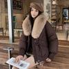 Winter fashion big fur collar cotton jacket women's short simple loose version thickened bread jacket