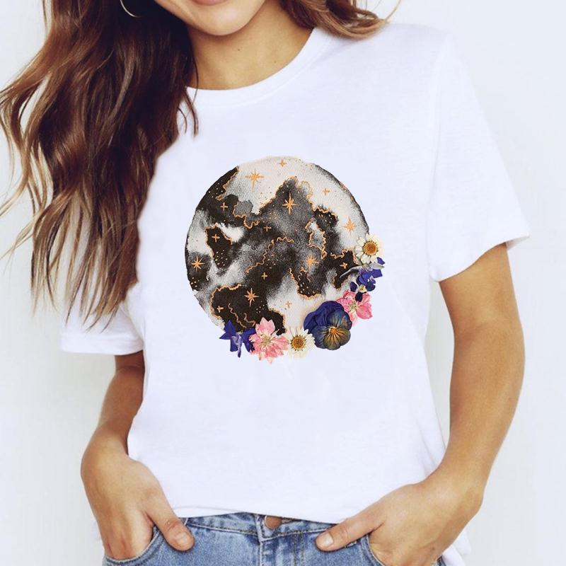 Dameklær Elefant Blomstertrend 90-tallsstil Kortermet motetrykk Sommertrykk T-skjorte T-skjorte Dame Kvinne Uformell Grafisk T-skjorte