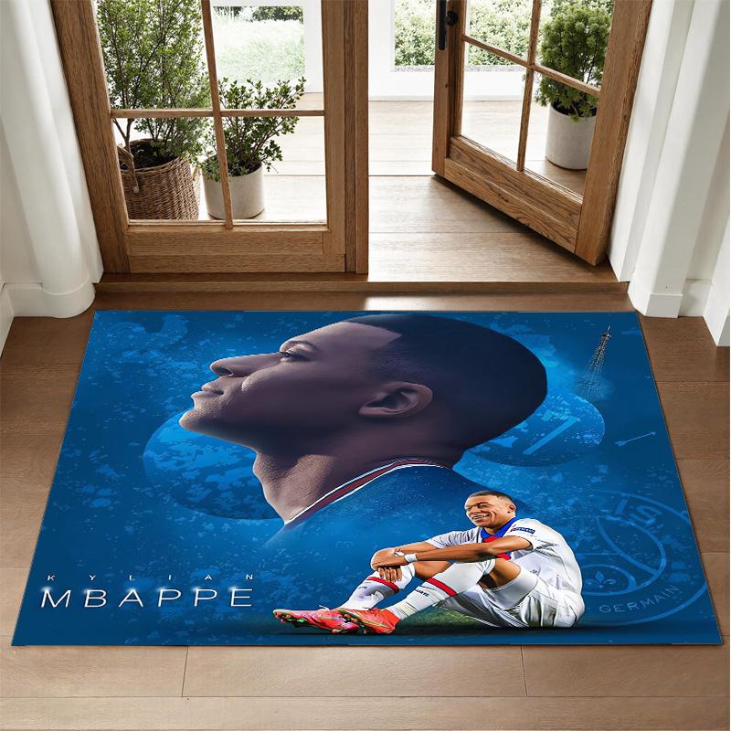 Kylian Mbappe Design Kristall Samt Teppich Weiche Dekorationsmatte für Schlafzimmer Eingang