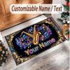 Alfombra de Terciopelo de Cristal Suave con Tema General de Música, Impresión de Nombre y Texto Personalizados, Alfombra de Suelo Antideslizante para Dormitorio Sala de Estar