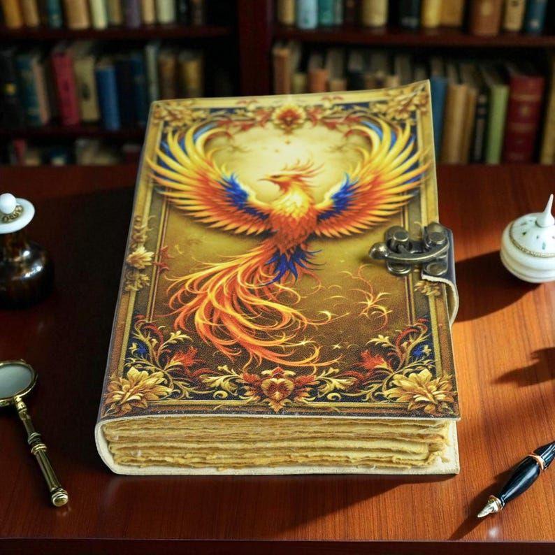 Custom Phoenix Leather Journal | Fire Witch Diary |  Spell Book | Rebirth Gift for Her & Him | Handmade Grimoire