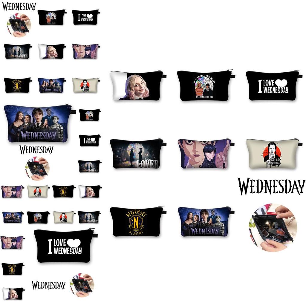 Wednesday The Adams Family Zipper Hand Bag Large Capacity Cosmetic Storage Bag