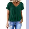 2025 V-Neck Raglan Sleeve Ruffled Casual T-shirt