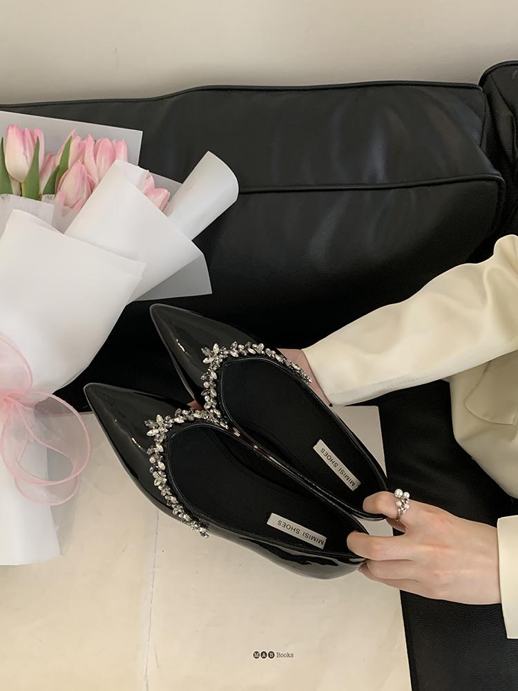 Fashion Fashion Crystal Pointed Toe Shoes Laides Comfort Elegant Dancing Party Wedding Shoes Moccasins Flat Shoes French Sandals Women