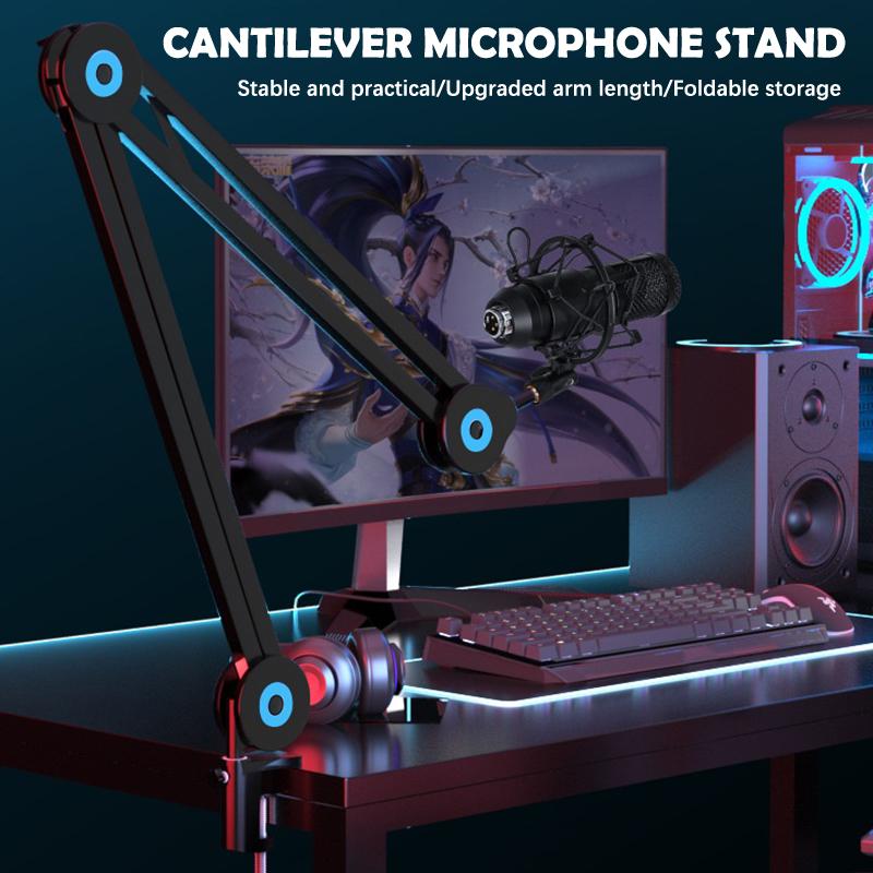 Adjustable Microphone Boom Arm Stand Bracket For Gaming Streaming Recording Usb Condenser Mic Desktop Mount Fold Mike Holder