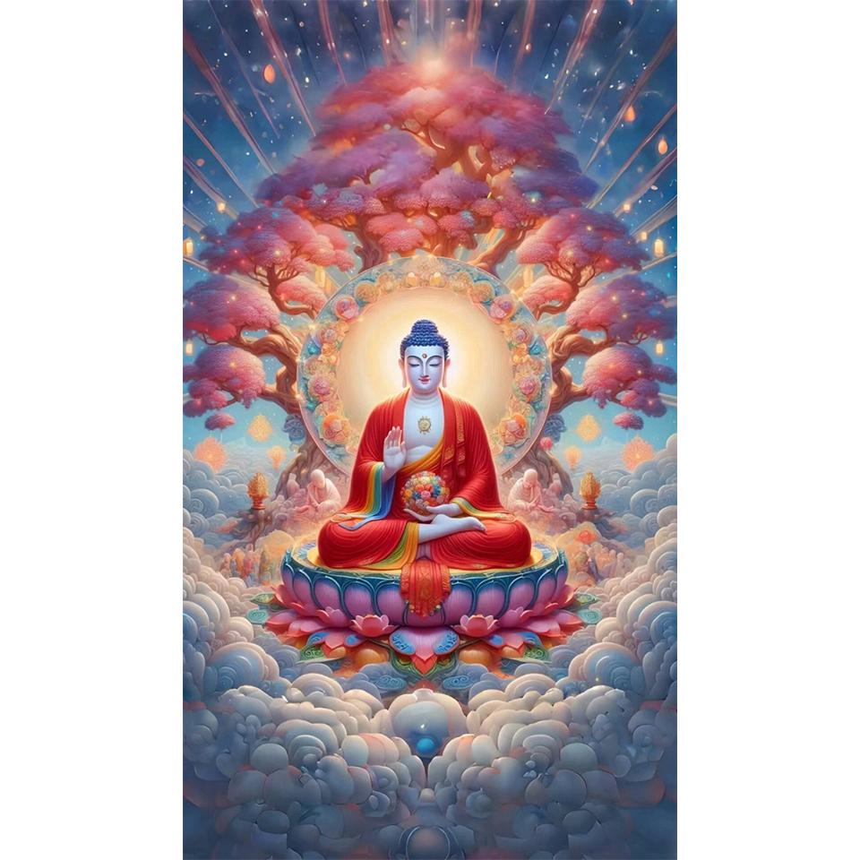 Fantasy Buddha Statue 5D Full Round Diamond Painting Kits Zen Art Buddhist Sculpture DIY Drills Mosaic Embroidery Cross-stitch
