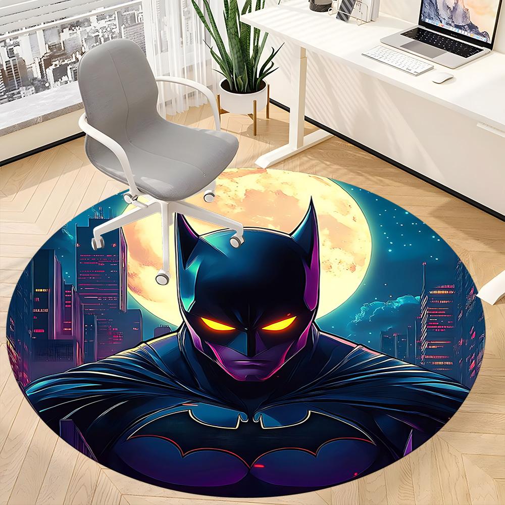1pc Batman Moonlight Office Round Area Rug, Under Office Chairs Bedroom Living Room Home Decor, Room Deco, Available In Various Sizes