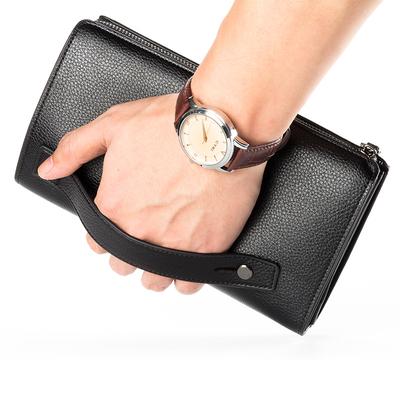 Men's Wallet New Business Leisure Large-capacity Clutch Bag Lychee Pattern Zipper Clutch Bag