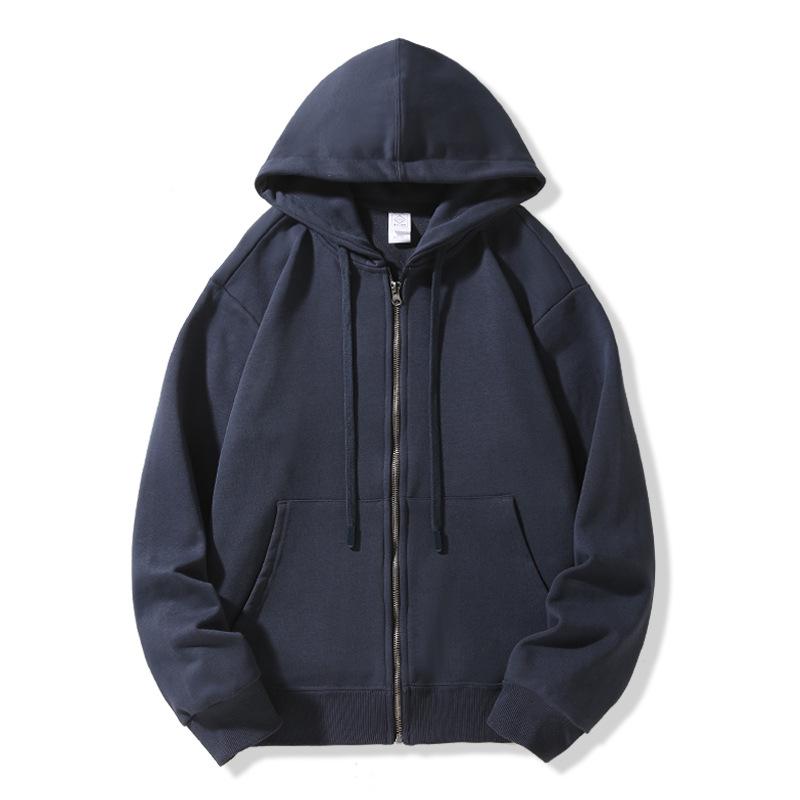 Unisex Volný Střih 380g Těžká Froté Mikina Cardigan s Možností Potisku Loga