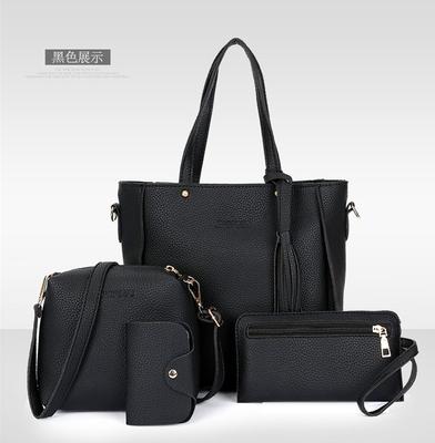 2024 Trendy Child and Mother Bag Four-piece New Korean Version Bucket Tassel Shoulder Bag Handbag Women's Bag Large Bag Messenger Bag