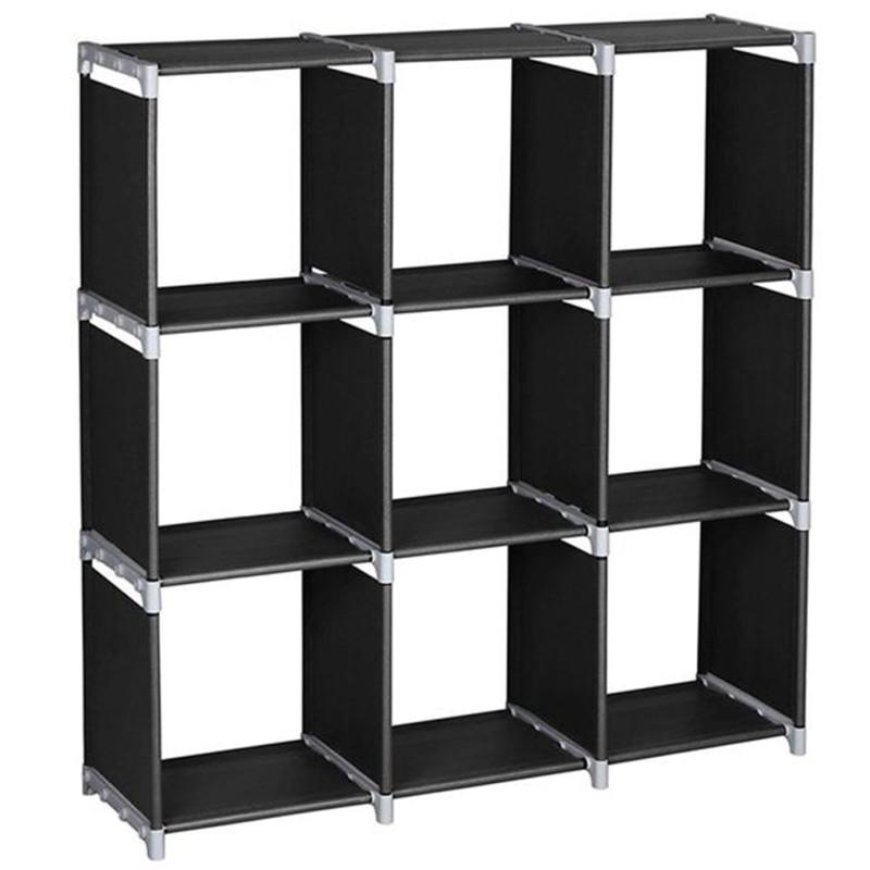 3-Tier 9-Cube Storage Rack Steel Staircase Organizer DIY Storage Shelf  Closet Organizer
