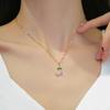Light Luxury Cherry Pink Diamond Small Fresh Slightly Inlaid Real Gold Necklace Earrings Collarbone Chain Accessories Set