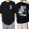 Japan Anime Berserk Tshirt Guts Print Graphic Tee Unisexs 90s Summer Short Sleeve Casual Unisexga Dark Fantasy Black Swordsunisex Style