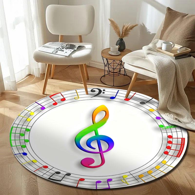Playful Round Mandala Multicolor Rug Mat, Non-Slip Floor Mat for Office