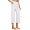 Women Cropped Pants High Waisted Straight Wide Leg Casual Pants with Pockets Loose Fit Vacation Office Trousers