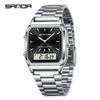 SANDA Men Watch Military Sport Quartz Digital LED Wristwatch Top Brand Luxury Stopwatch Waterproof Male Electronic Clock 747