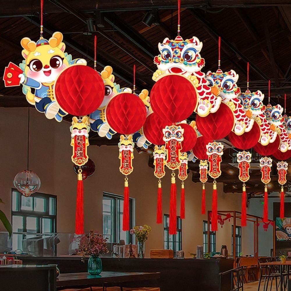 

Бумажный фонарь, подвесные шары, подвески, красные фонарики, 2024 год Дракона