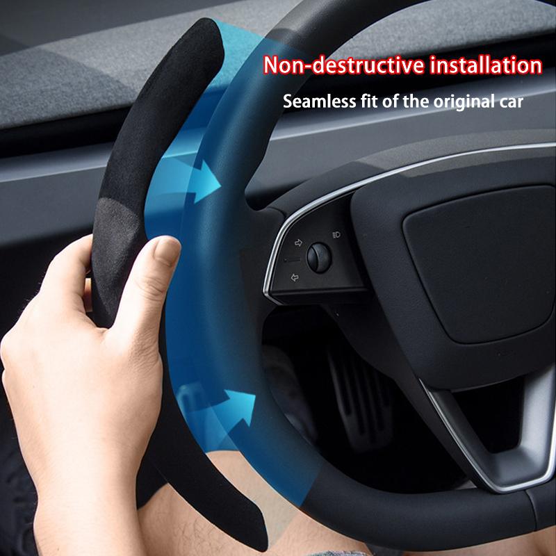 For Tesla Model 3/Y Highland Juniper Steering Wheel Cover Suede Sport Steering Wheel Cover All Season Universal Car Accessories