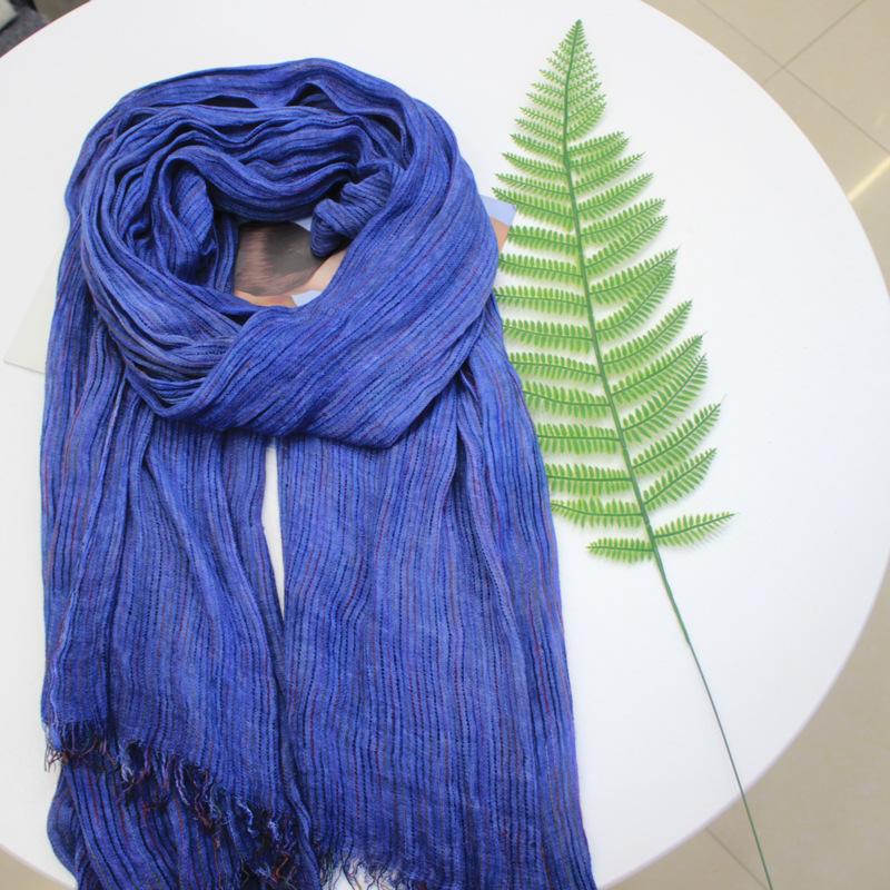 Clearance autumn and winter fashion new women's scarf literary cotton and linen rainbow strip scarf wholesale ins Korean version of thermal scarf
