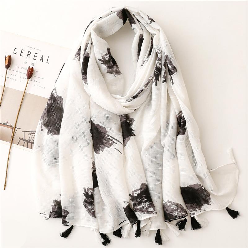 Women Luxury Brand Viscose Scarf Sexy Leopard Floral Tassel Shawl Autumn Winter Wrap Pashminas Stole Muslim Hijab Sjaal 180*90Cm