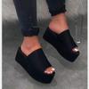New women's shoes style camouflage thick-soled muffin and one-character casual cool slippers women