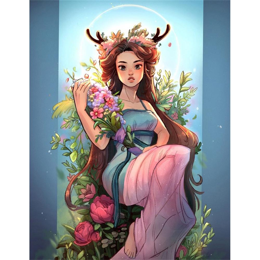 2026 New Witch Diamond Painting Girl 5D Diamond Full Drill Stitch Complete Set Crystal Handicraft Gift Home Decor