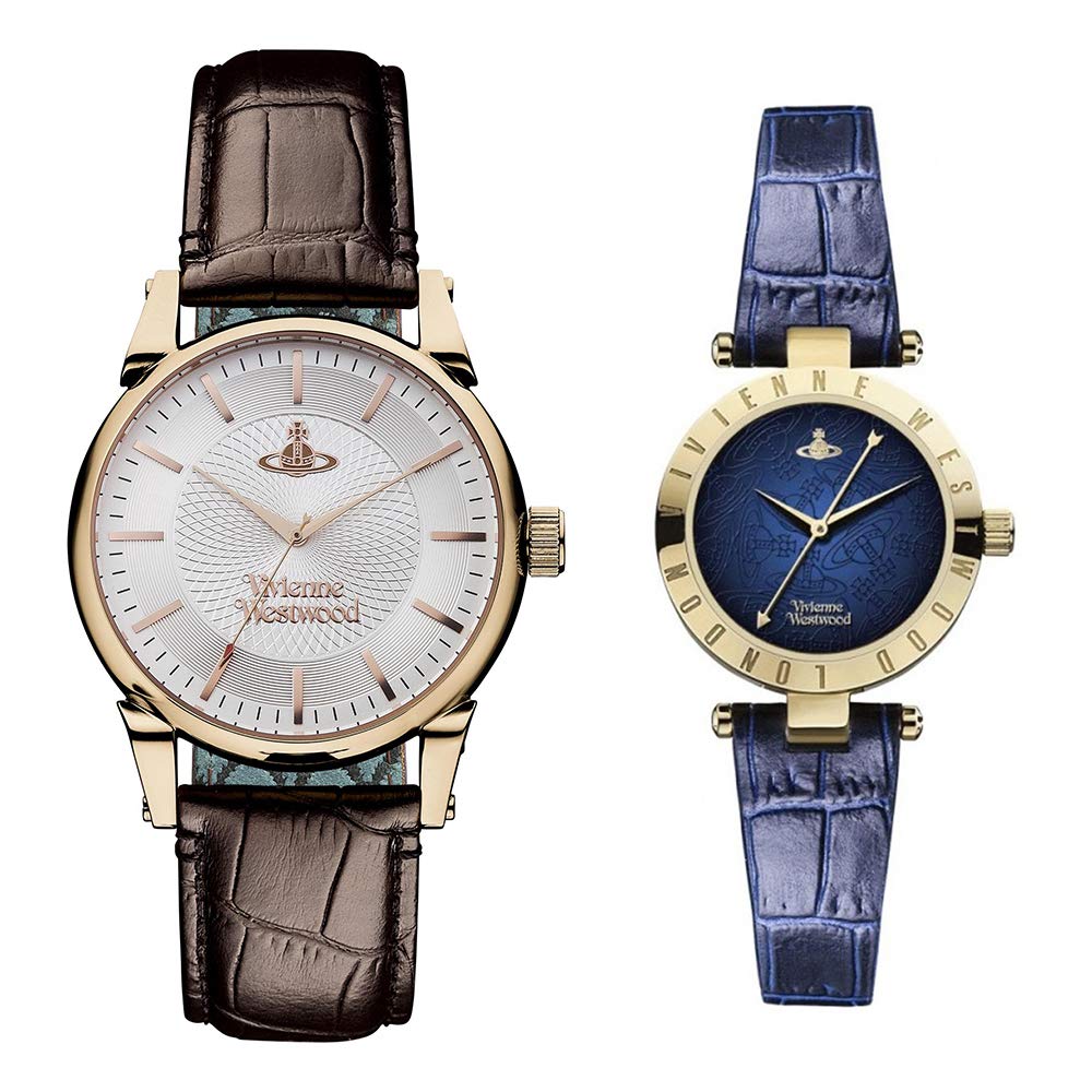 

Vivienne Westwood Pair Watch Storage Box for Men and Brown and Navy Blue Leather VV065RSBRVV092NVNV Women, Straps, [Used]