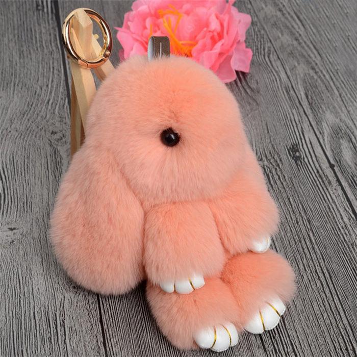 Cute Natural Rabbit Fur Pom Bunny Women Fluffy Rabbits On Bag Car Trinket Jewelry Wedding Party Toy Gift Bag Charm