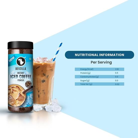 Bevzilla 200 Gram Instant Iced Coffee Powder | Make 100 Cups|Arabica Strong Coffee|Cold Coffee | Unbreakable Jar