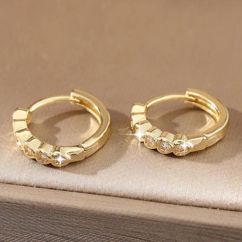 925 Silver Hoop Earrings for Women Simple Heart Zircon Circle Drop Punk Jewelry Party Gifts