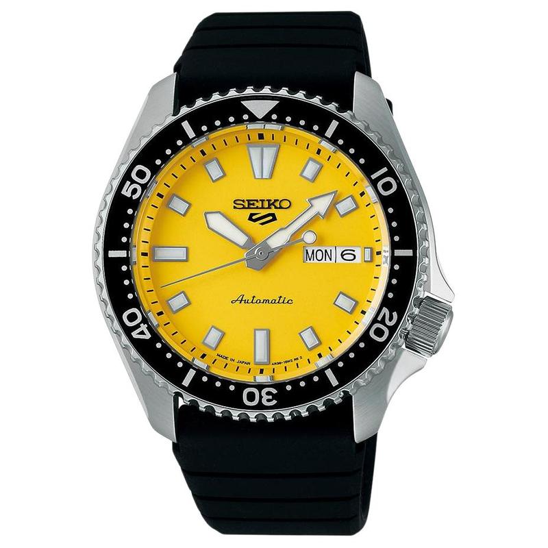SEIKO SKX series 100 meters waterproof Automatic silicone strap 46mm men s watch yellow dial SBSA307 жёлтый
